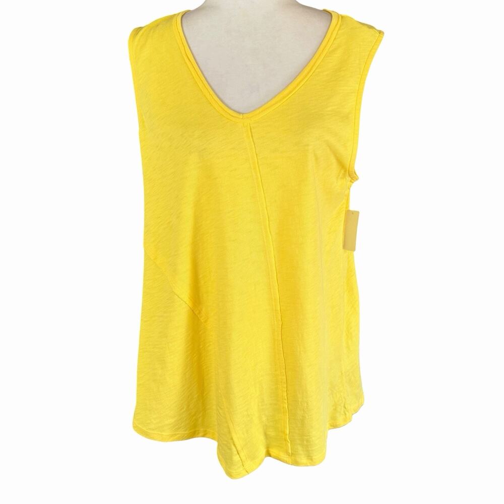 Soft Surroundings Women's Tank Top Petite Large Butter Yellow Coastal Casual NWT